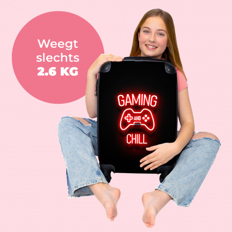 Koffer - Gaming - Quotes - Gaming and chill - Neon - Rood-4