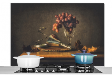 Spatscherm keuken - Schilderij - Stilleven - Glas - Druiven - Kunst-1