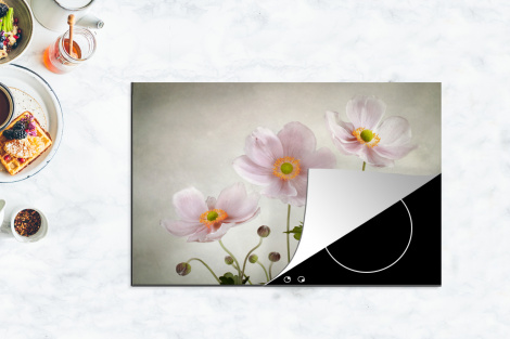 Herdabdeckplatte - Blumen - Stillleben - Ölfarbe - Mohn - Rosa-4