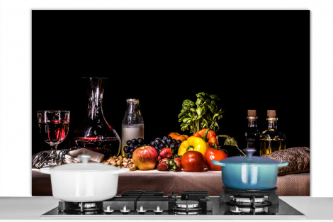Spritzschutz Küche - Stilleben - Essen - Trinken - Obst - Schwarz-1