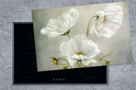 Herdabdeckplatte - Blumen - Stillleben - Mohn - Weiß - Botanisch-1