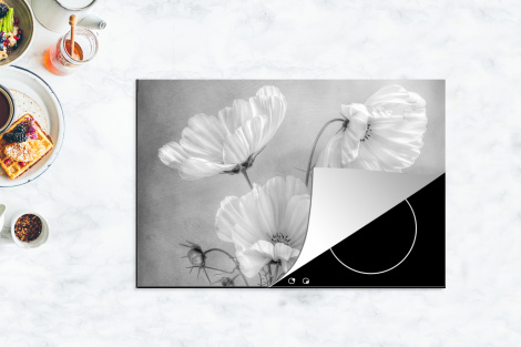 Herdabdeckplatte - Stilleben - Blumen - Schwarz und weiß - Mohn - Botanisch-4