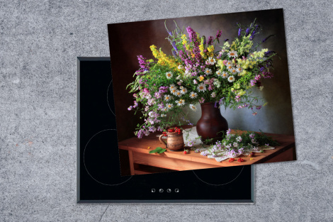 Herdabdeckplatte - Blumen - Tisch - Stilleben - Blumenstrauß - Vase-thumbnail-1