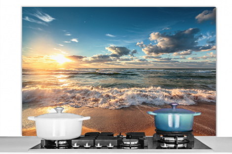 Spritzschutz Küche - Strand - Meer - Sonnenuntergang
