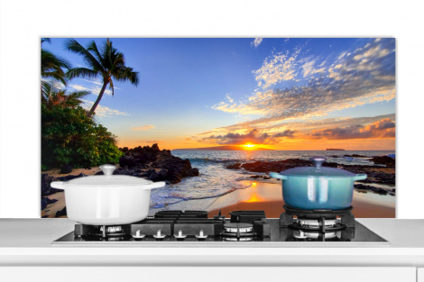 Spritzschutz Küche - Strand - Meer - Sonnenuntergang - Hawaii-1