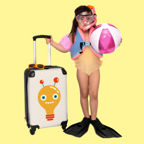 Koffer - Gloeilamp - Robot - Beige - Smile - Kinderen-3