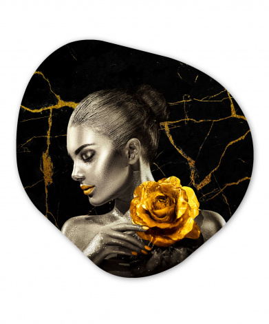 Organisches wandbild - Frauen - Rosen - Gold - Marmor