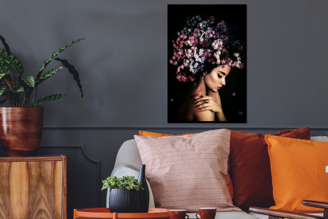 Poster mit Rahmen - Blossom - Frau - Rosa - Luxus - Vertikal-thumbnail-2