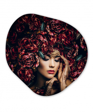 Organisches wandbild - Frau - Blumen - Henna - Porträt-1