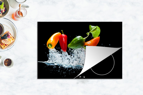 Herdabdeckplatte - Paprika - Schwarz - Gemüse - Wasser - Blatt-thumbnail-4