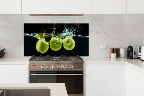 Spritzschutz Küche - Äpfel - Obst - Wasser - Schwarz - Grün-4