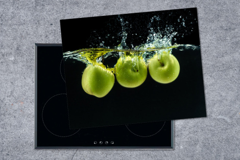 Herdabdeckplatte - Äpfel - Obst - Wasser - Schwarz - Grün-1