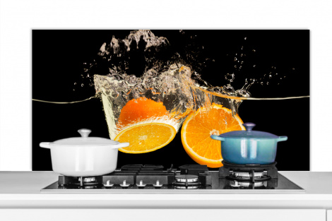 Spritzschutz Küche - Orange - Stillleben - Wasser - Schwarz - Obst-thumbnail-1