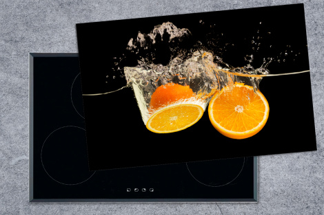 Herdabdeckplatte - Orange - Stillleben - Wasser - Schwarz - Obst
