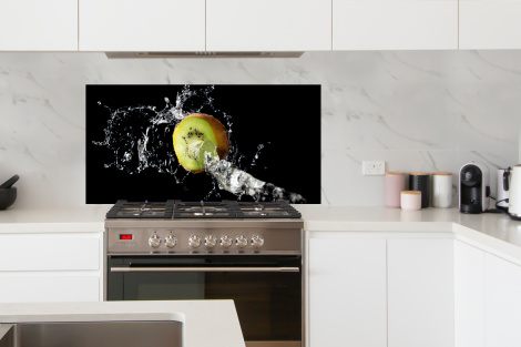 Spritzschutz Küche - Kiwi - Obst - Stillleben - Wasser - Schwarz-thumbnail-4
