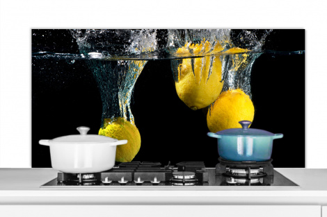 Spritzschutz Küche - Zitrone - Frucht - Stilleben - Wasser - Gelb