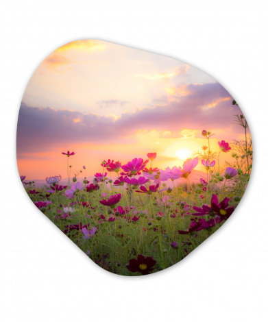 Organisch schilderij - Zonsondergang - Bloemen - Roze-1