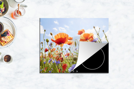 Herdabdeckplatte - Blumen - Mohn - Frühling - Natur - Rot - Blau-thumbnail-4