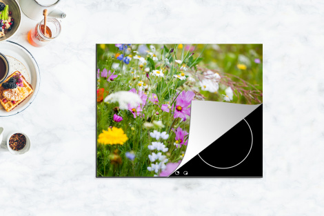 Herdabdeckplatte - Blumen - Natur - Grün - Gras - Lila - Weiß-thumbnail-4