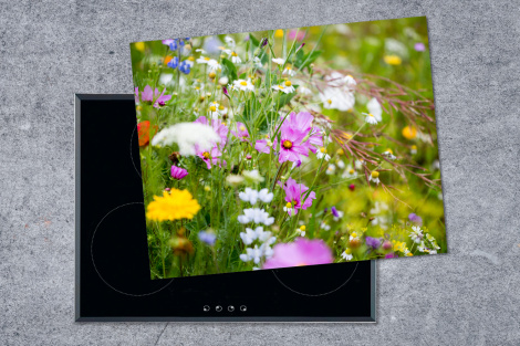 Herdabdeckplatte - Blumen - Natur - Grün - Gras - Lila - Weiß-thumbnail-1