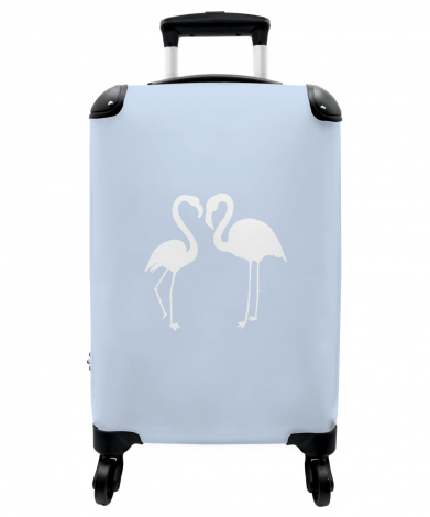 Koffer - Flamingo - Vogel - Blauw - Dieren - Wit