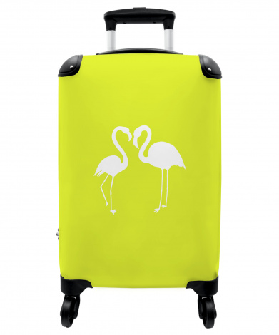 Koffer - Flamingo - Geel - Neon - Vogels - Wit