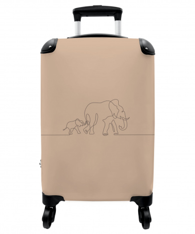 Koffer - Olifanten - Line art - Roze - Dieren - Modern