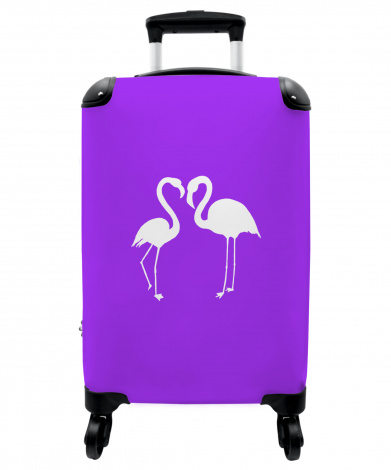 Koffer - Flamingo's - Paars - Vogel - Wit - Design