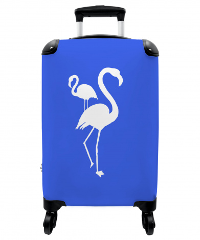 Koffer - Flamingo - Vogels - Blauw - Dieren - Wit