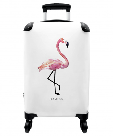 Koffer - Flamingo - Vogels - Tekst - Wit - Roze