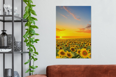 Leinwand - Blumen - Sonnenblume - Sonnenuntergang - Nacht-thumbnail-2
