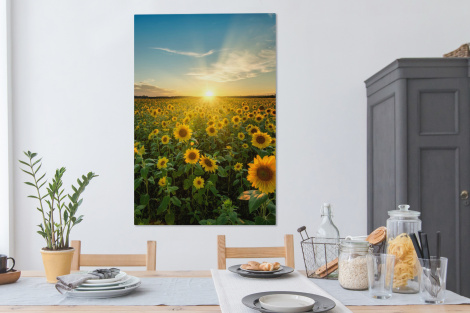 Leinwand - Sonnenuntergang - Blumen - Sonnenblume - Horizont - Landschaft-4