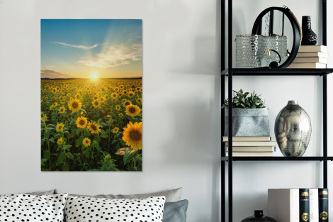 Leinwand - Sonnenuntergang - Blumen - Sonnenblume - Horizont - Landschaft-3