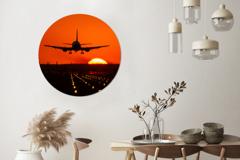 Runde Bilder - Sonnenuntergang - Flugzeug - Orange - Sonne-3