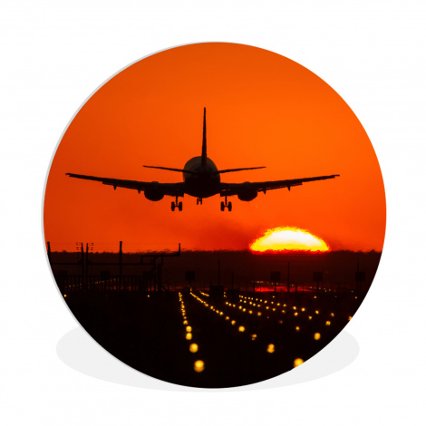 Runde Bilder - Sonnenuntergang - Flugzeug - Orange - Sonne-thumbnail-1