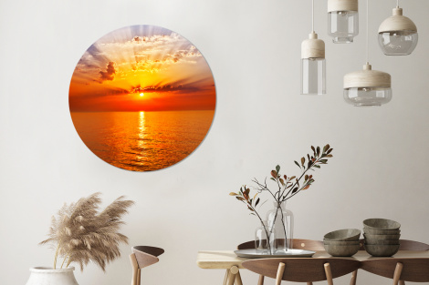 Runde Bilder - Sonnenuntergang - Meer - Himmel - Orange - Horizont - Wasser-thumbnail-3