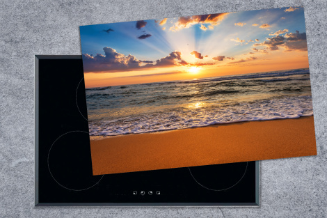 Herdabdeckplatte - Strand - Sonnenuntergang - Meer - Wolken - Horizont-1