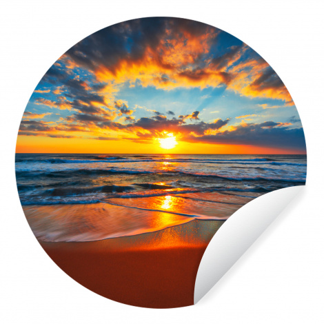 Runde Tapete - Meer - Sonnenuntergang - Strand - Wolken - Orange-thumbnail-1