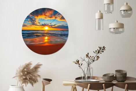 Runde Bilder - Meer - Sonnenuntergang - Strand - Wolken - Orange-3