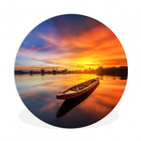 Runde Bilder - Boot - Wasser - Sonnenuntergang - Orange - Wasser-1