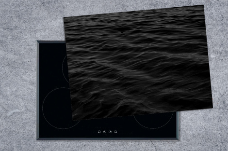 Herdabdeckplatte - Wellen - Wasser - Schwarz - Weiß