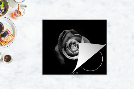 Herdabdeckplatte - Blumen - Schwarz - Rose - Weiß - Botanisch-4