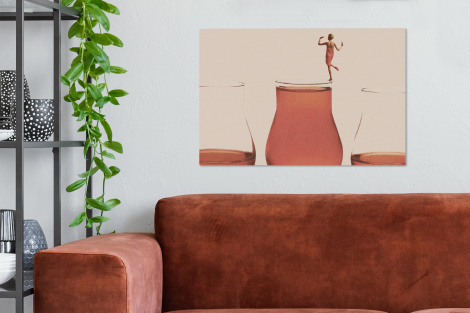 Canvas schilderij - Vrouw - Wijn - Wijnglas - Vintage-2