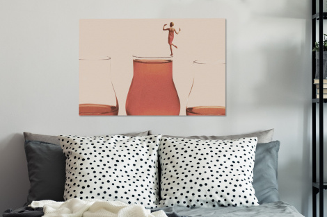 Canvas schilderij - Vrouw - Wijn - Wijnglas - Vintage-3