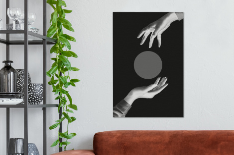 Canvas schilderij - Handen - Retro - cirkel-2