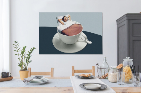 Canvas schilderij - Vrouw - Koffie - Vintage-4
