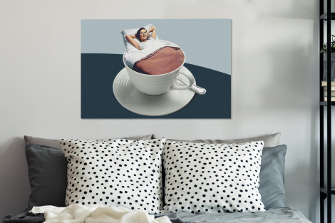 Canvas schilderij - Vrouw - Koffie - Vintage-3