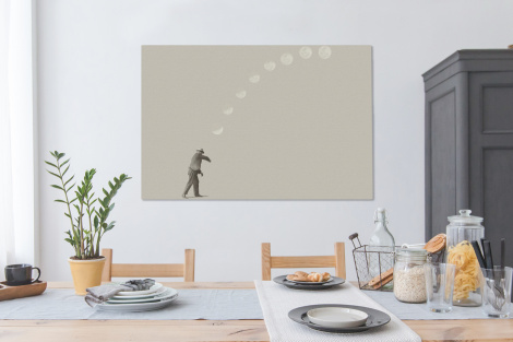 Canvas schilderij - Vintage - Maan - Man-4