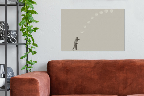 Canvas schilderij - Vintage - Maan - Man-2