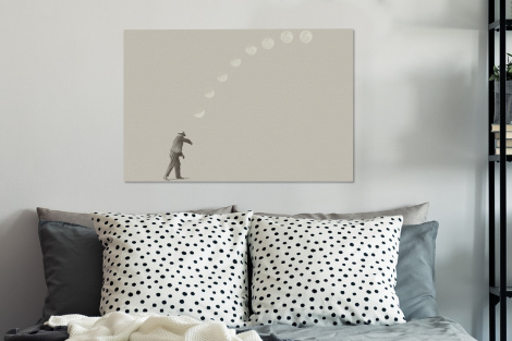 Canvas schilderij - Vintage - Maan - Man-3
